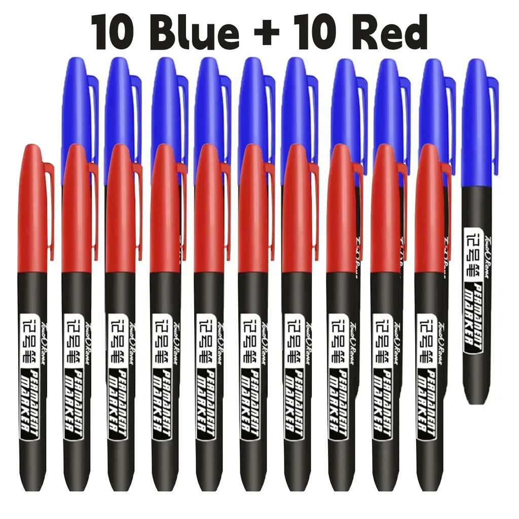 6PCs/Set Permanent Marker Pen Fine Point Waterproof Markers Thin Nib Crude Nib Black Blue Red Ink 1.5mm Fine Color Marker Pens