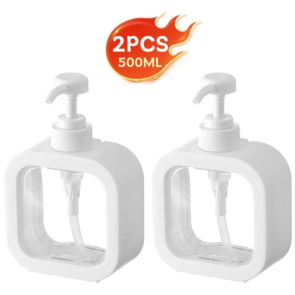 1/2 PCS Large-Capacity Soap Dispenser Bottle – Transparent Plastic Press Bottle for Travel & Home Use