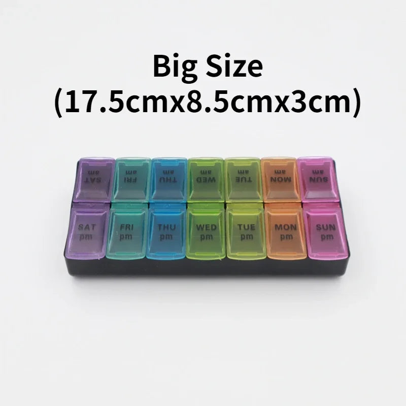 7-Day Travel Pill Organizer – Portable Weekly Pill Case with 14 Grids for Vitamins & Medications