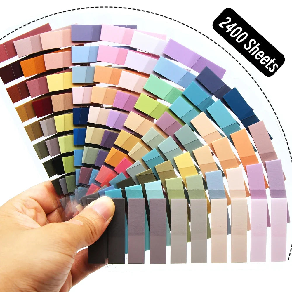 2400S Transparent Sticky Notes – Colorful Index Memo Pads for School & Office