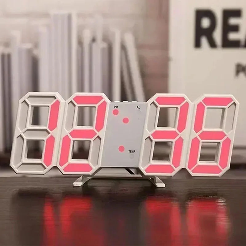 3D Digital Wall Clock Decoration – LED Electronic Clock with Glow Night Mode & Adjustable Settings for Home & Living Room Decor