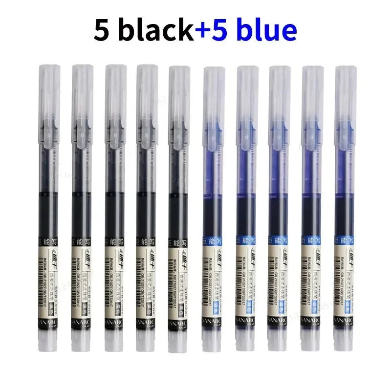 10Pcs Needle-Type Gel Pens – 0.5mm Liquid Ballpoint Pens for School, Office & Creative Writing
