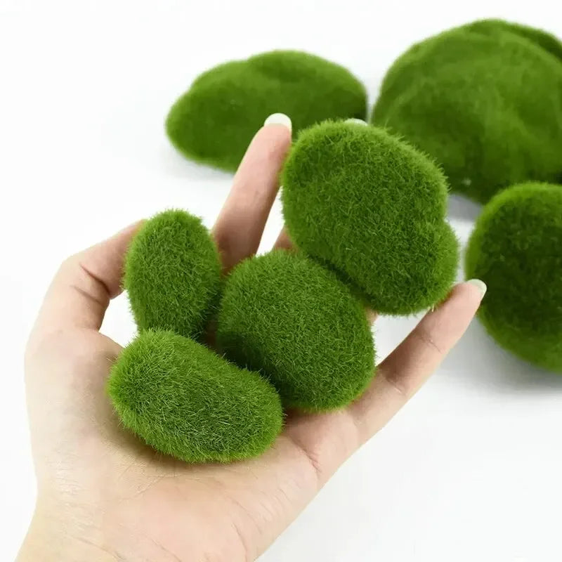 10PCS Artificial Moss Stones – Green Decorative Moss Balls for Home, Garden & Floral Arrangements
