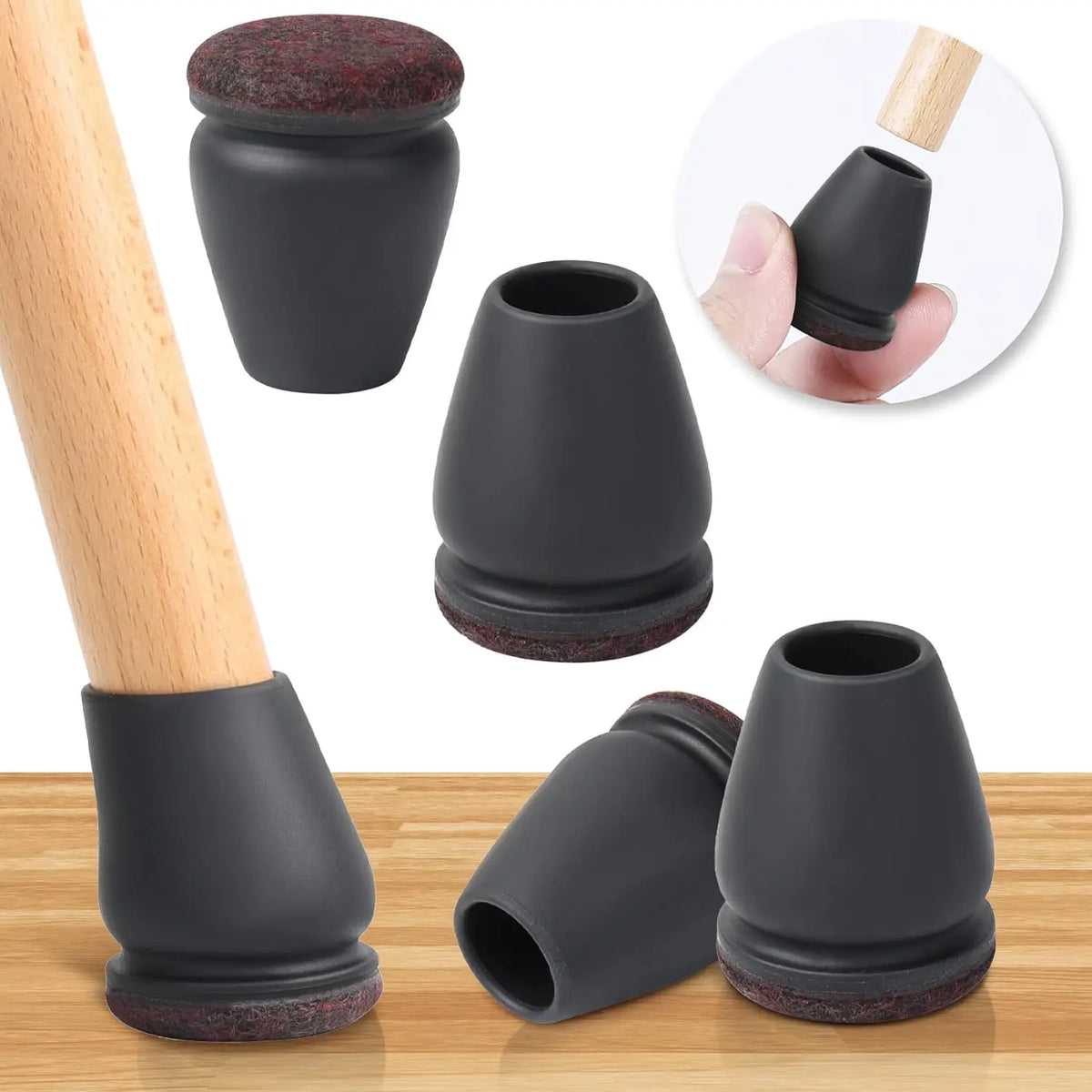 8PCS Chair Leg Floor Protector Felt Foot Cover 15° Diagonal with Thick Wrap Felt Pads Silicone Furniture Table Feet for Hardwood