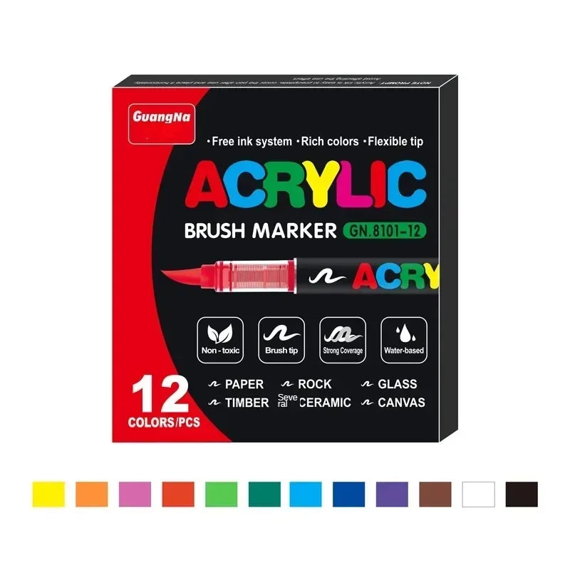 12-120 Colors Acrylic Paint Pens – Brush Tip Markers for Rock, Wood, Canvas & DIY Crafts