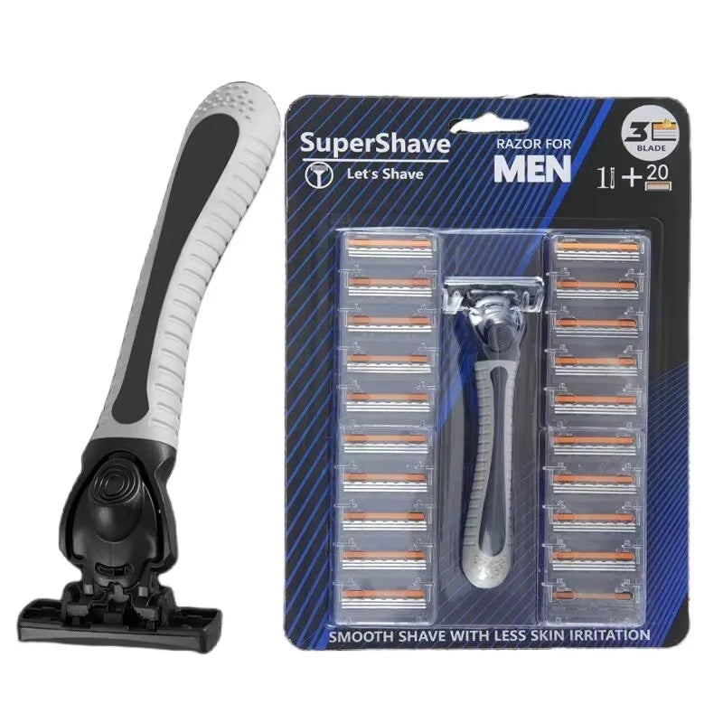 3-Layer Reusable Razor – Multi-Tool Shaving System with 18 Blades