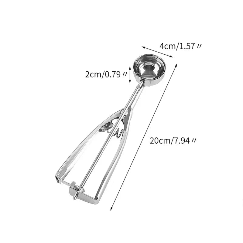 1PC Stainless Steel Ice Cream Scoop – Cookie Dough Spoon with Spring Handle