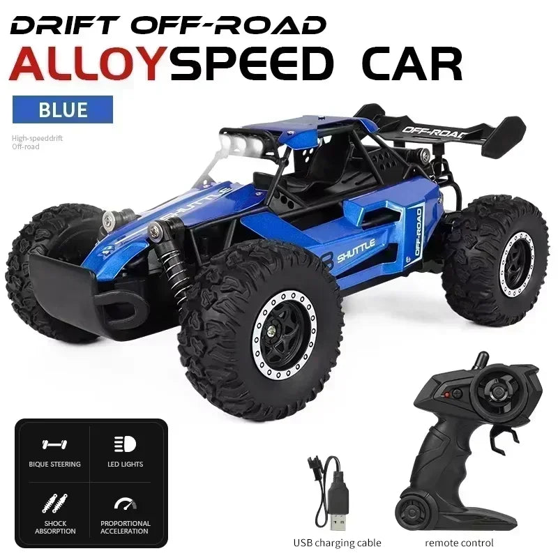1:16 High-Speed 2WD Off-Road RC Car – 2.4G Remote Control Climbing Vehicle with LED Lights for Kids