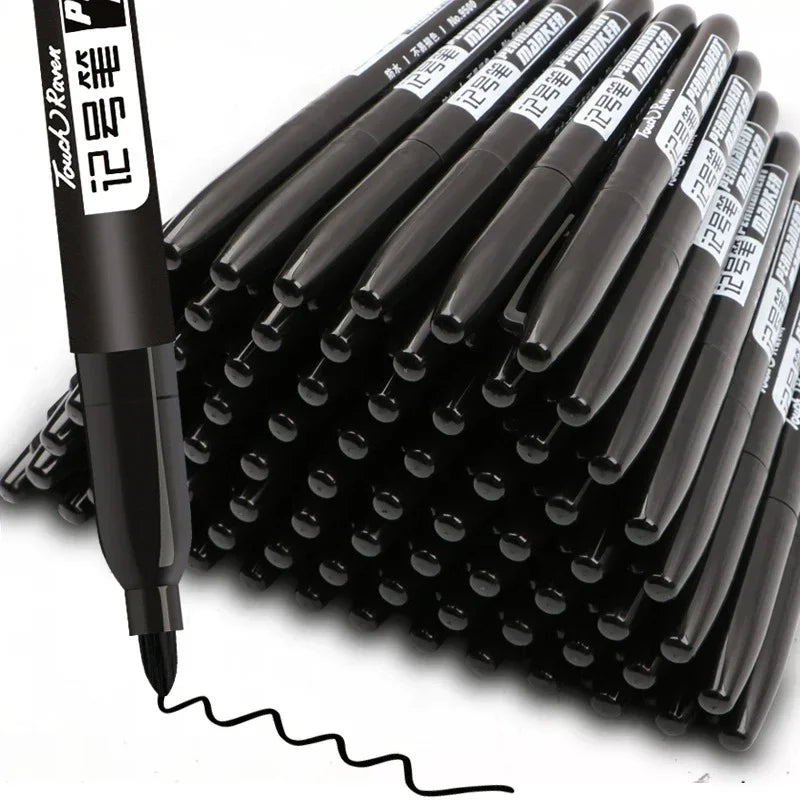 6PCs/Set Permanent Marker Pen Fine Point Waterproof Markers Thin Nib Crude Nib Black Blue Red Ink 1.5mm Fine Color Marker Pens
