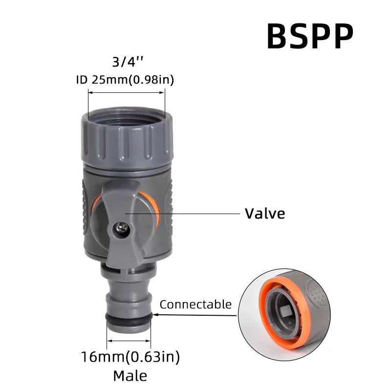 1/2" 3/4" 1 Inch Garden Hose Quick Connector Stopwater Connector Garden Tap Water Gun Coupler Watering Pipe Fitting