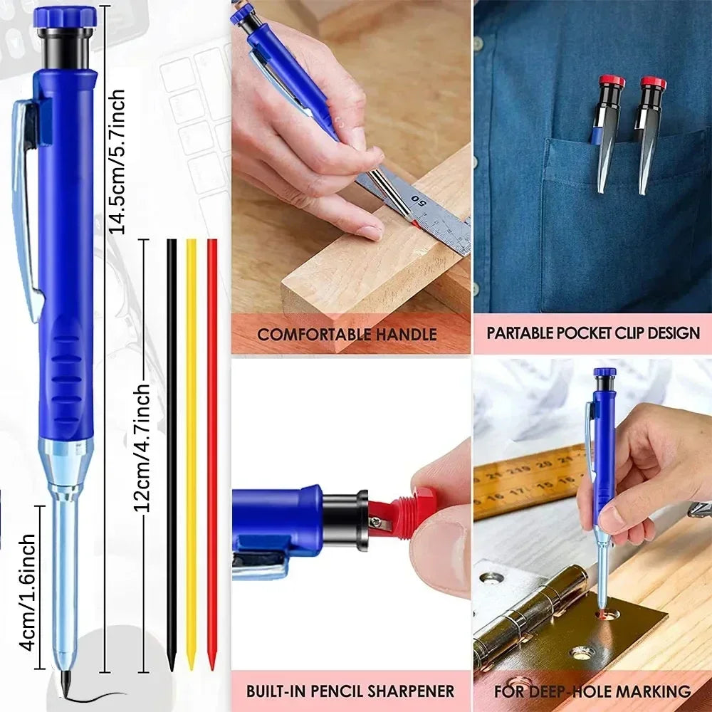 2.8mm Solid Mechanical Carpenter Pencil – Woodworking Construction Pencil with Built-In Sharpener