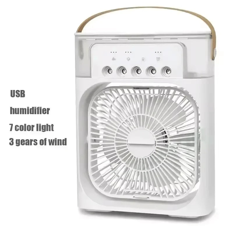 3-in-1 Portable Air Cooler Fan – Mini USB Humidifier, Air Conditioner & LED Night Light for Home, Office & Travel