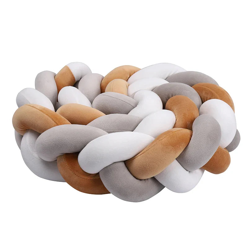 1–4M Braided Crib Bumper – Soft Baby Bed Protector Pillow for Infant Cradle & Nursery Decor