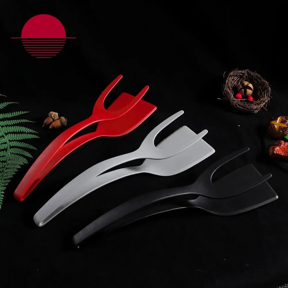2-in-1 Steak Frying Spatula Tongs – Versatile Food Tongs for Eggs, Toast, Pancakes & More