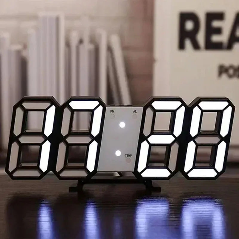 3D Digital Wall Clock Decoration – LED Electronic Clock with Glow Night Mode & Adjustable Settings for Home & Living Room Decor