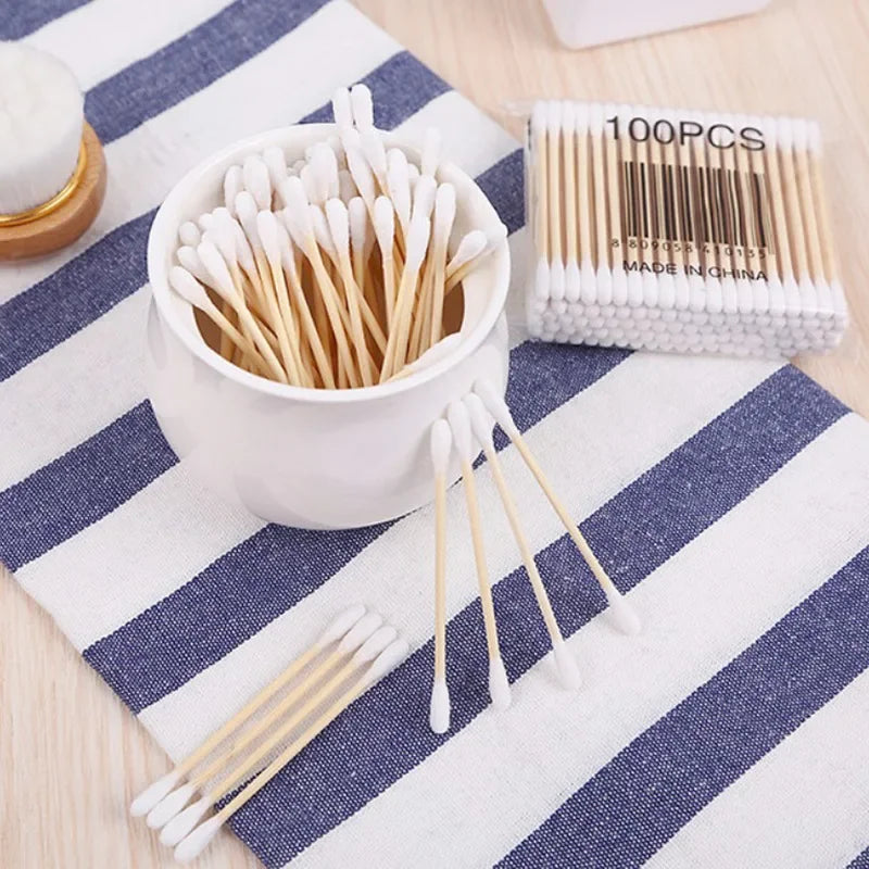 300/500/1000pcs Double Head Cotton Swabs – Soft Cotton Buds for Makeup, Nose & Ear Cleaning