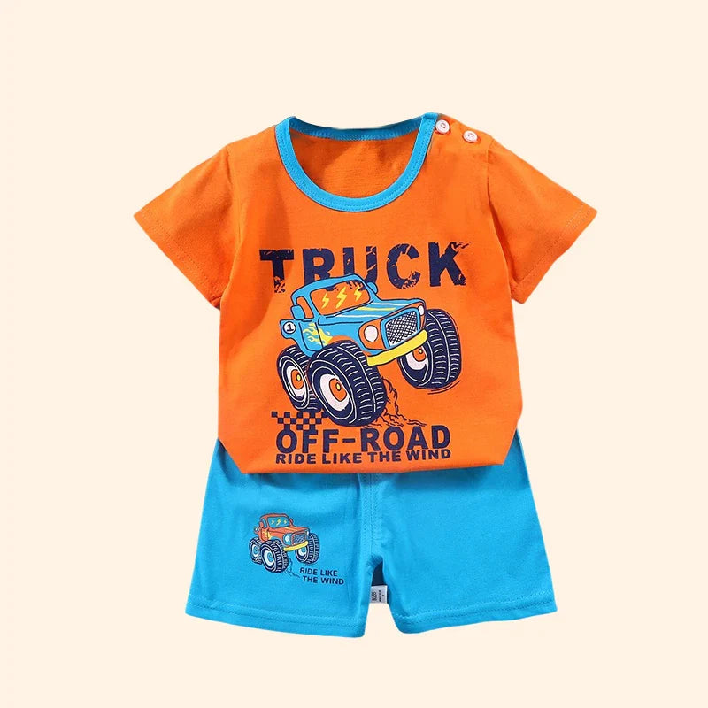 100% Cotton Toddler Outfit Set – Soft Summer T-Shirt & Shorts 2PCS for Boys and Girls (Ages 1–7 Years)