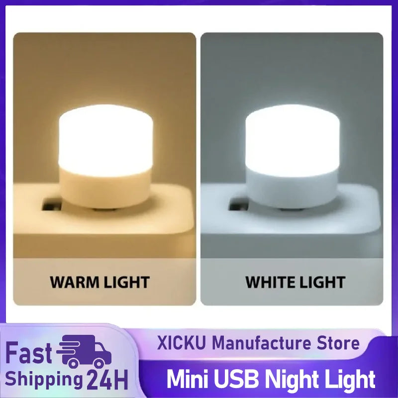 1/10Pcs Mini USB Night Light Warm White Eye Protection Book Reading Light USB Plug Computer Mobile Power Charging LED Night Lamp