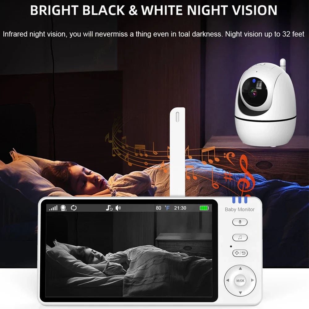 5.0 Inch Video Baby Monitor with Pan Tilt Camera – Wireless Two-Way Audio, Night Vision & VOX Alert