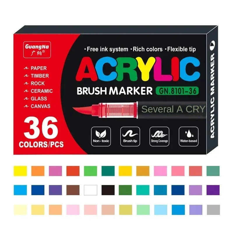 12-120 Colors Acrylic Paint Pens – Brush Tip Markers for Rock, Wood, Canvas & DIY Crafts
