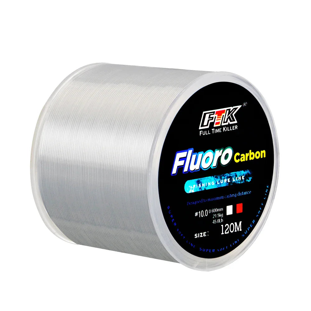 120M Fluorocarbon Coated Fishing Line – Carbon Fiber Leader Line for Sinking Lures (7.15–45LB)