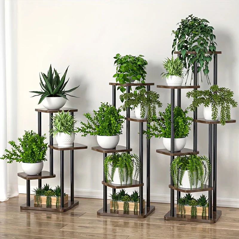 4/5/6 Tier Wooden Plant Stand – Multi-Layer Indoor/Outdoor Flower Shelf Display Rack