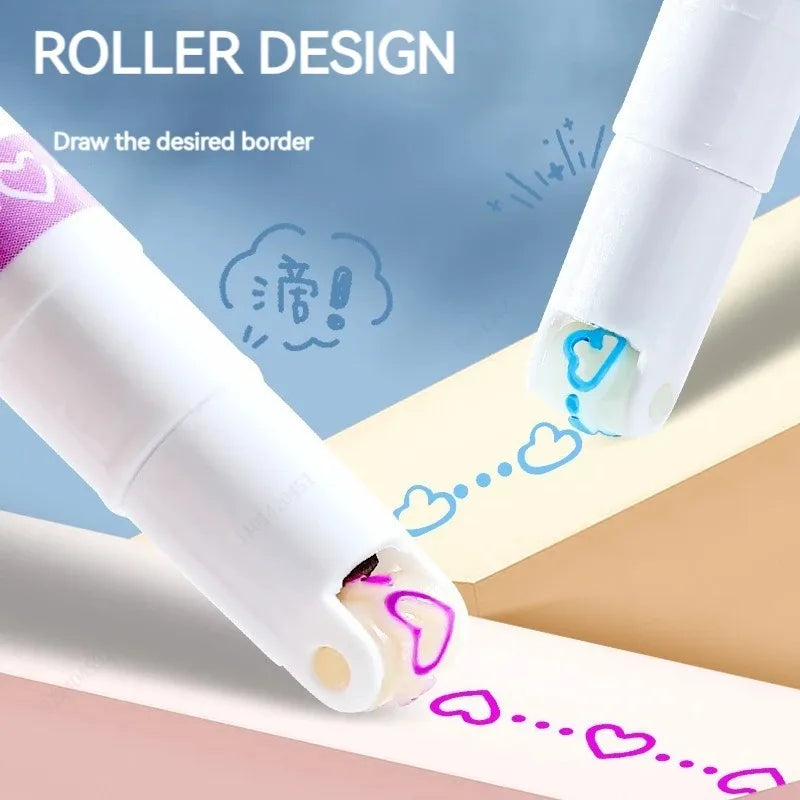 6Pcs Flower Line Shape Highlighter Pen Set – Curve Liner Roller Tip Markers for Creative Journaling