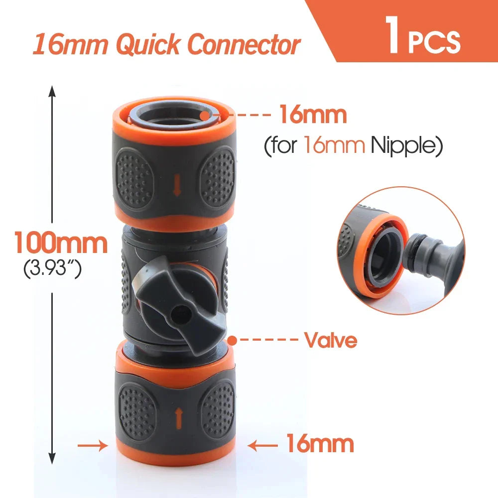 16mm Ball Valve Hose Connector – Quick Adapter for Garden Irrigation Tubing