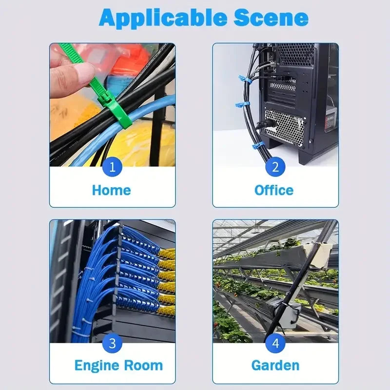 100Pcs Reusable Nylon Cable Ties – Heavy-Duty Locking Straps for Home, Office & Cable Management