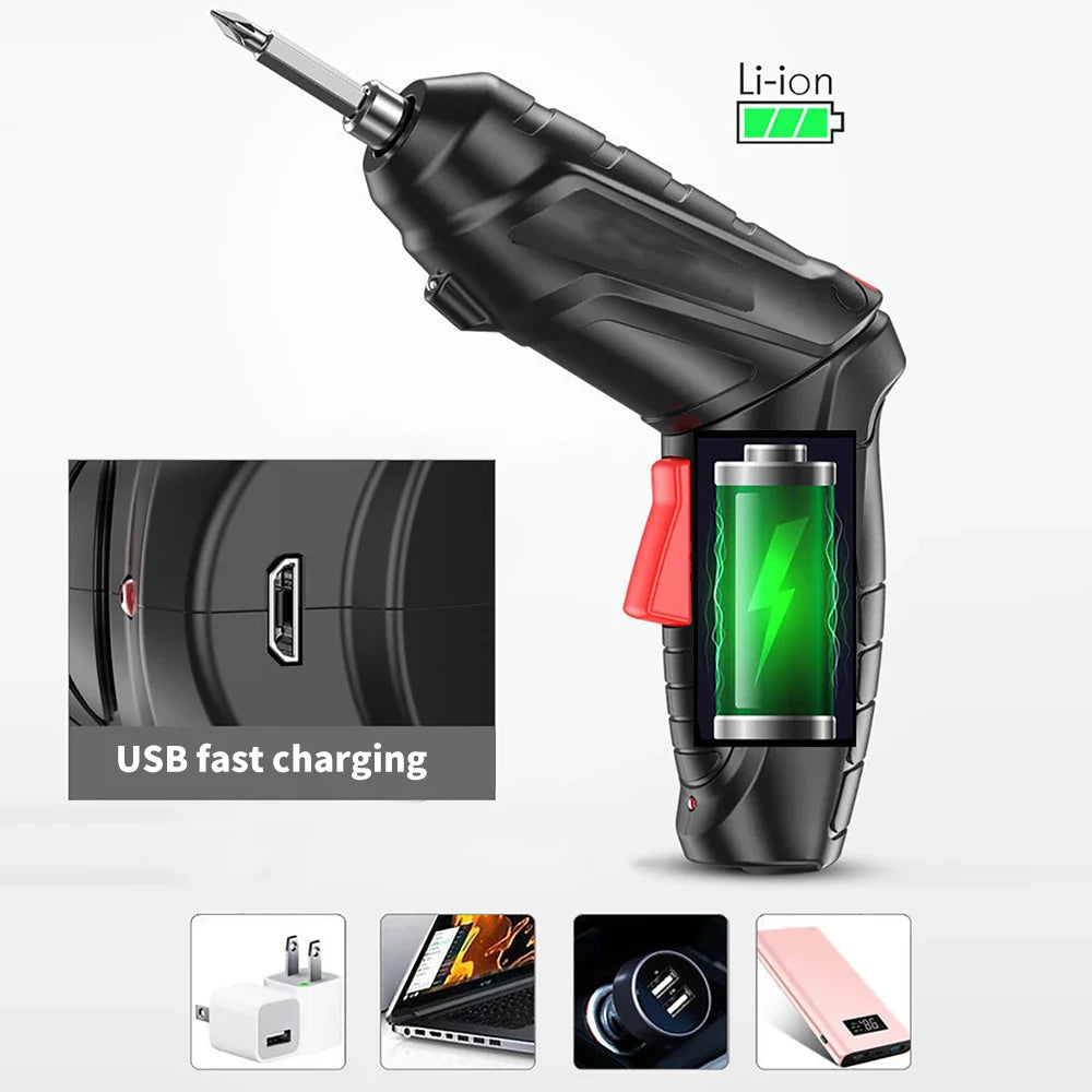 3.6V Cordless Electric Screwdriver – Mini Power Drill with 500mAh Lithium Battery for Household Repairs