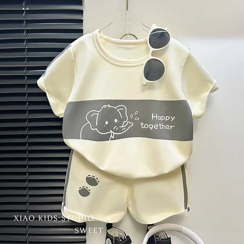 2024 Kids’ Striped Summer Outfit – Short Sleeve Top & Shorts Set for Girls and Boys, Baby & Toddler Clothes