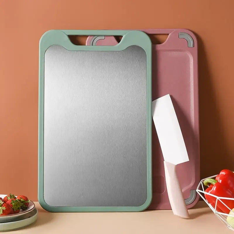 1PC Stainless Steel & Plastic Double-Sided Multifunctional Cutting Board – For Vegetables, Meat & Fruits