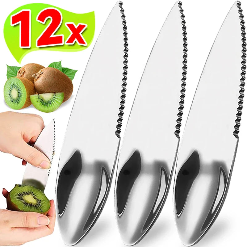 12/6/3pcs Stainless Steel Kiwi Peeler & Fruit Scooper – Serrated Peeling Knife & Cutter