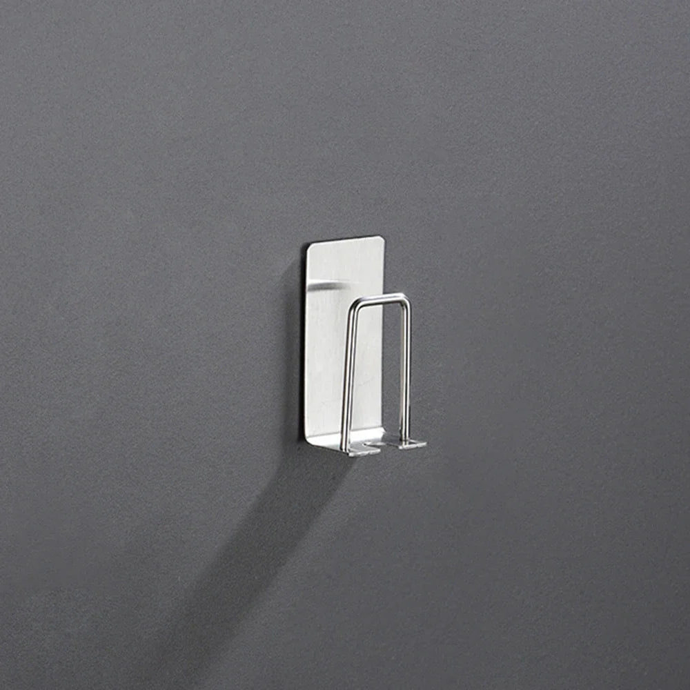 304 Stainless Steel Toothbrush & Cup Wall Hook – No-Drill Bathroom Holder for Toothbrushes, Razors, and Cups