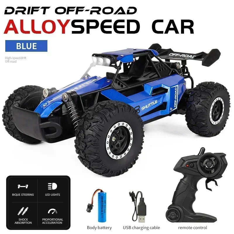 1:16 High-Speed 2WD Off-Road RC Car – 2.4G Remote Control Climbing Vehicle with LED Lights for Kids