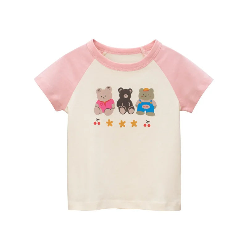 2025 Summer Kids’ Girls Short Sleeve T-Shirts – Printed Little Girl Tops for Toddlers (Ages 2-8 Years)