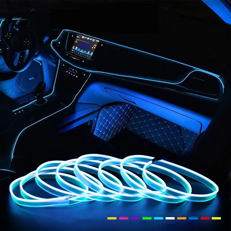 2M/3M/5M LED Car Interior Decoration Light – Flexible EL Wiring Neon Strip with USB Drive for Ambient Auto Lighting