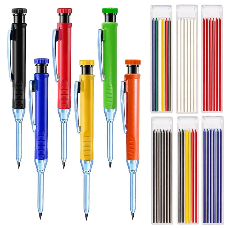 2.8mm Solid Mechanical Carpenter Pencil – Woodworking Construction Pencil with Built-In Sharpener
