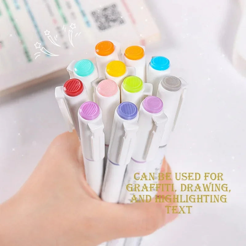 4 Colors Shining Highlighter Pens – Kawaii School Markers for Notes & Journals