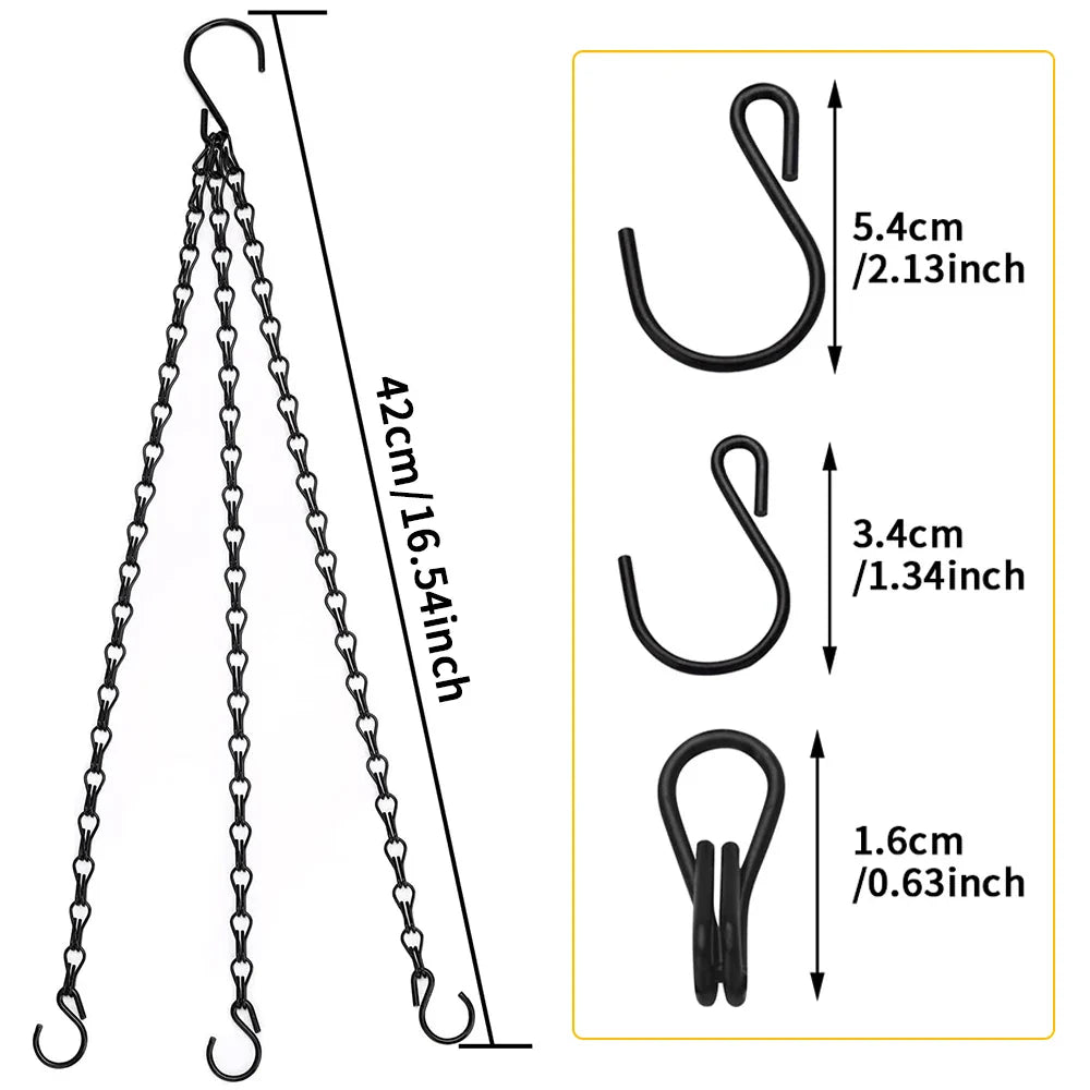 40cm Imitation Rattan Hanging Basket Flower Pot Chain With 3 Hooks Basin Hydroponic Plants Plant Grow Basin Home Garden Decor