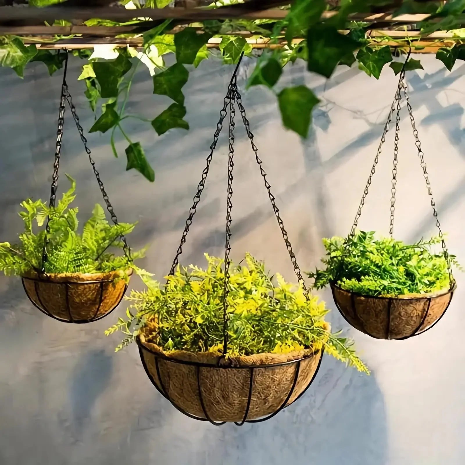 40cm Imitation Rattan Hanging Basket Flower Pot Chain With 3 Hooks Basin Hydroponic Plants Plant Grow Basin Home Garden Decor