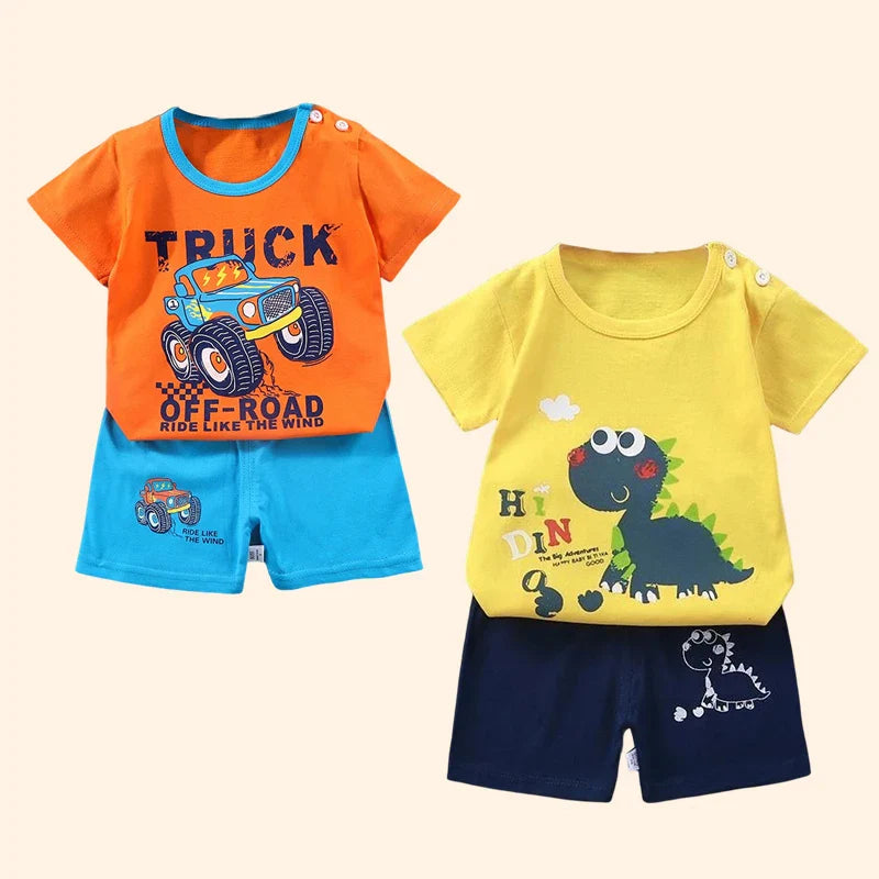 100% Cotton Toddler Outfit Set – Soft Summer T-Shirt & Shorts 2PCS for Boys and Girls (Ages 1–7 Years)