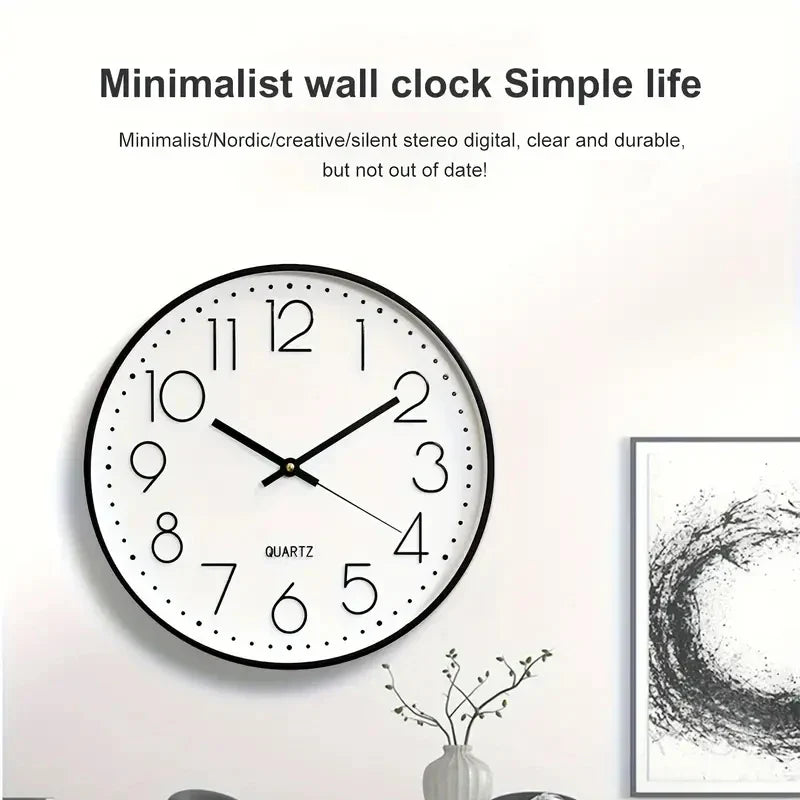 8-Inch Silent Quartz Wall Clock – Minimalist Digital Home Decor for Living Room & Bedroom