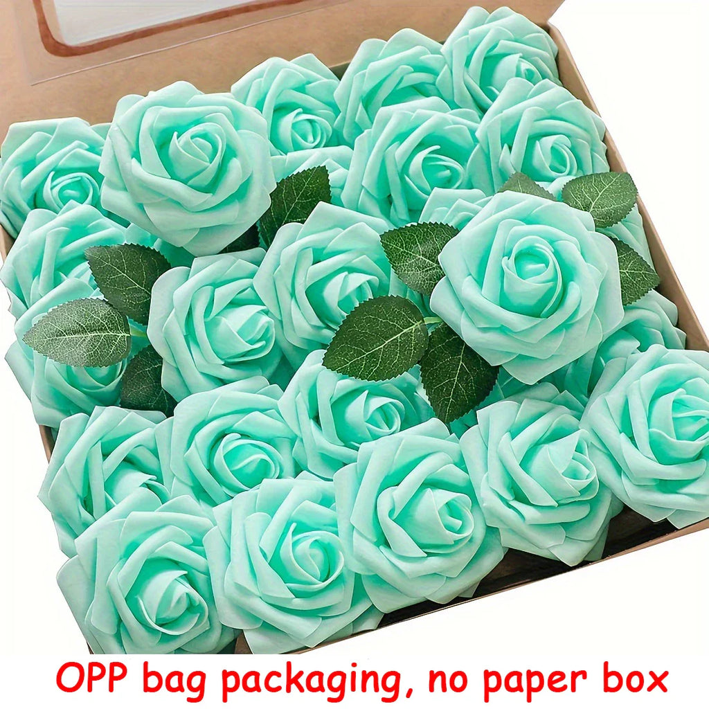 25pcs Artificial Roses with Stems – Fake Flowers for DIY Wedding Bouquets, Centerpieces & Home Decorations