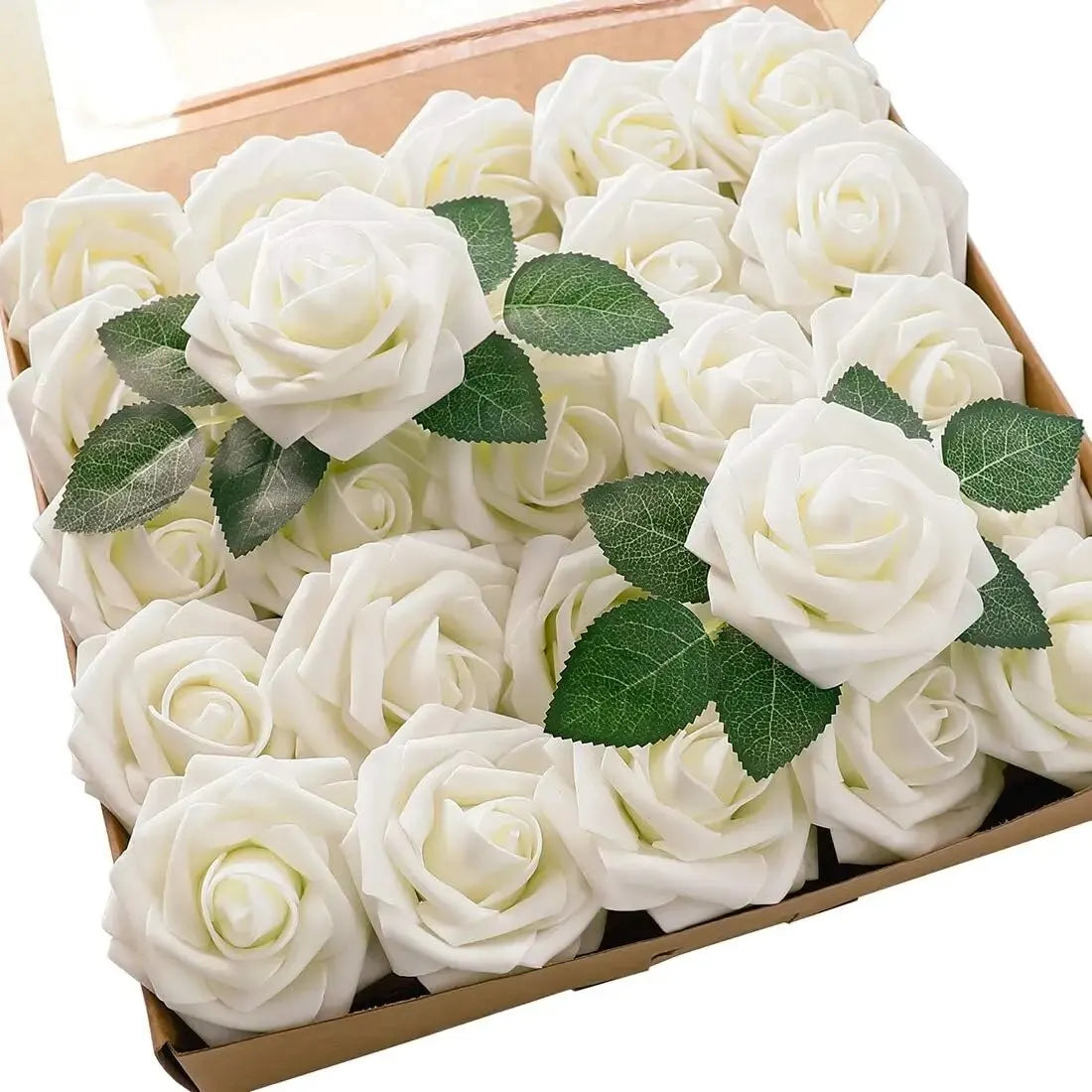 25pcs Artificial Roses with Stems – Fake Flowers for DIY Wedding Bouquets, Centerpieces & Home Decorations