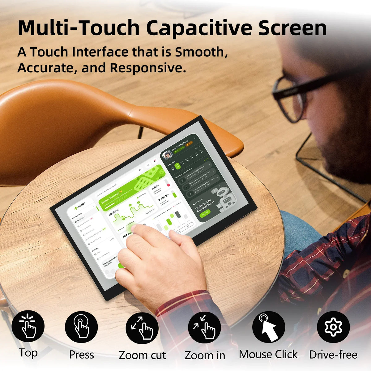 10.1 inch Capacitive Touchscreen，IPS 1024×600, Dual Built-in Speakers, HDMI Monitor Compatible with Raspberry Pi