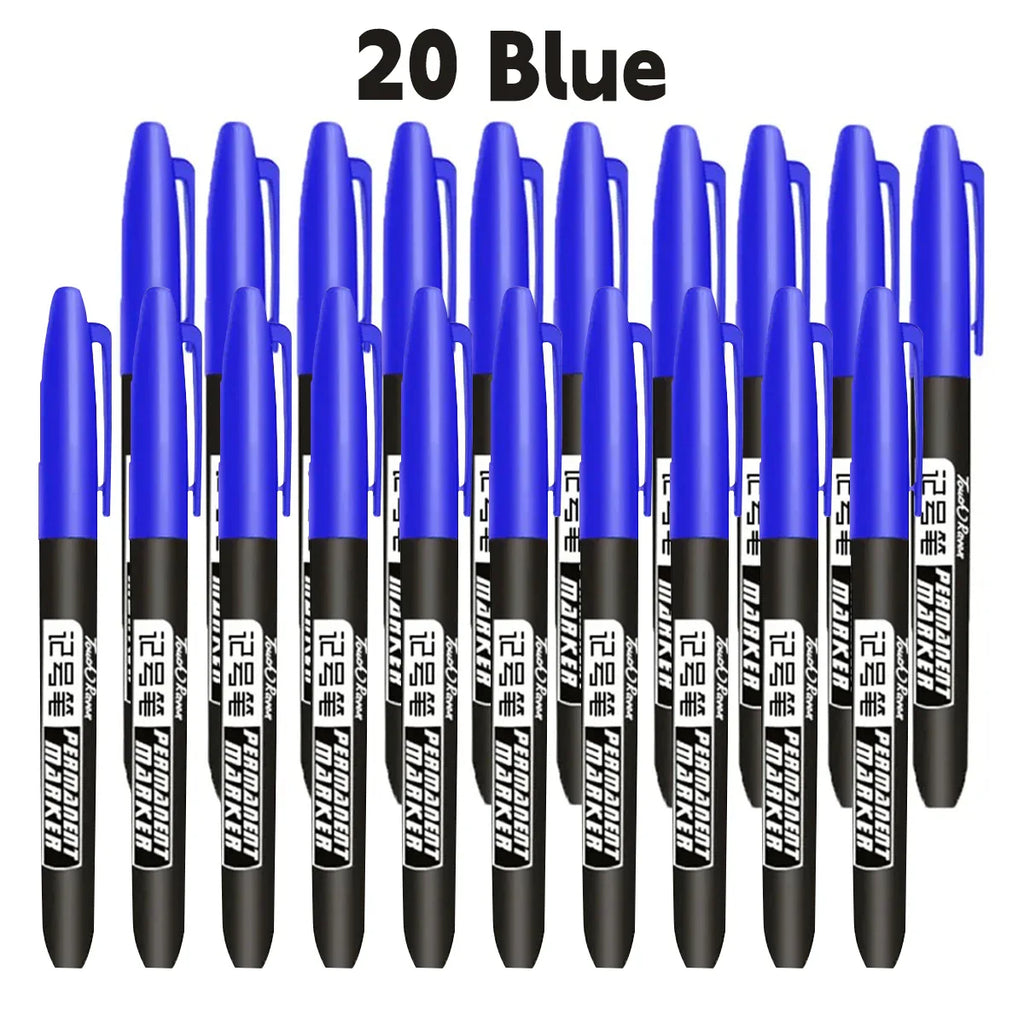 6PCs/Set Permanent Marker Pen Fine Point Waterproof Markers Thin Nib Crude Nib Black Blue Red Ink 1.5mm Fine Color Marker Pens