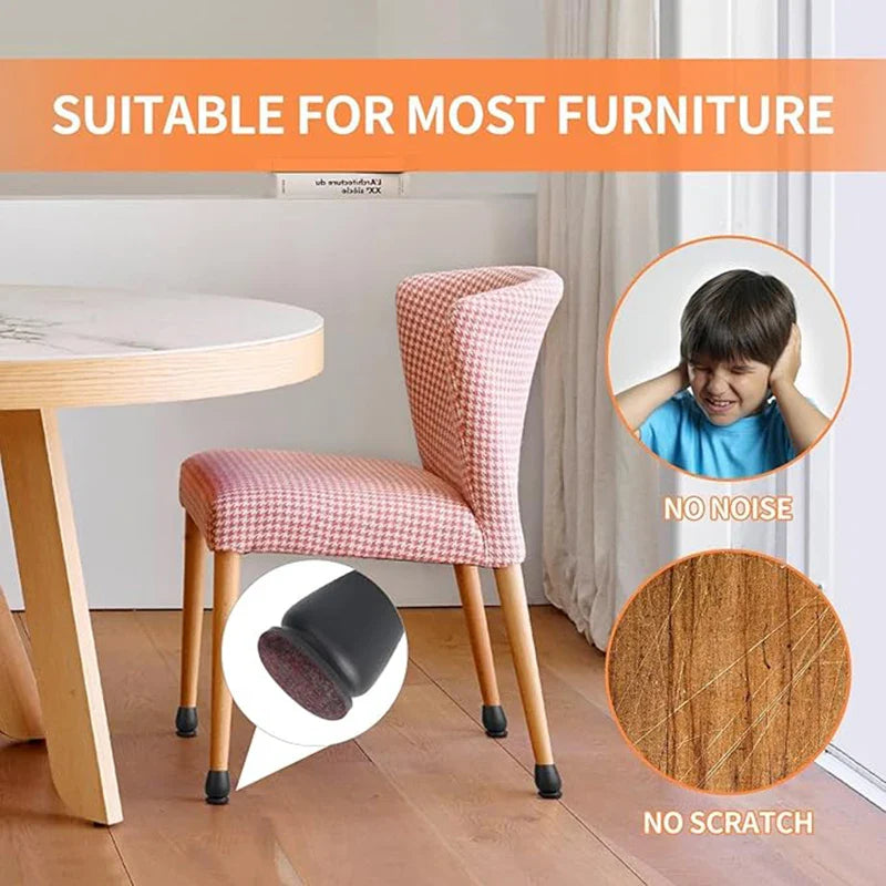 8PCS Chair Leg Floor Protector Felt Foot Cover 15° Diagonal with Thick Wrap Felt Pads Silicone Furniture Table Feet for Hardwood