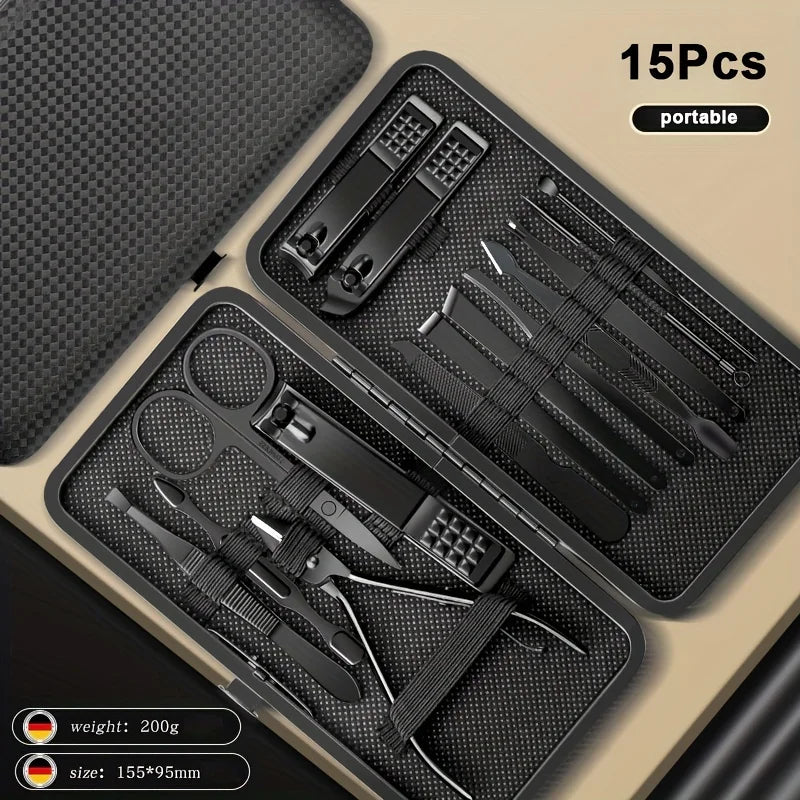 24-Piece Stainless Steel Manicure Set – Professional Nail Clipper Kit with Scissors, Ear Spoon, and Grooming Tools