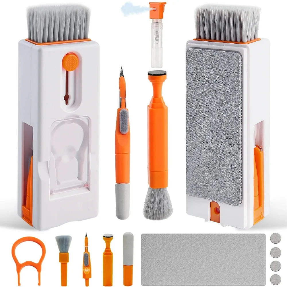 11-in-1 Computer Cleaning Kit – Multi-Functional Bluetooth Earphone Cleaner with Keycap Puller, Camera Brush, SIM Card Ejector & Phone Holder